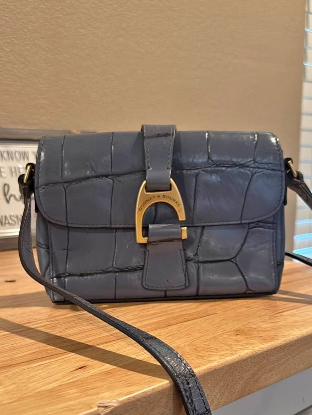 Dooney & Bourke Slate Blue Croc-Embossed Leather Crossbody